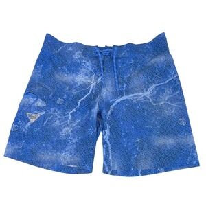 Columbia PFG Board Shorts Size 40 Blue‎ Realtree Mako Snakeskin Fishing Beach